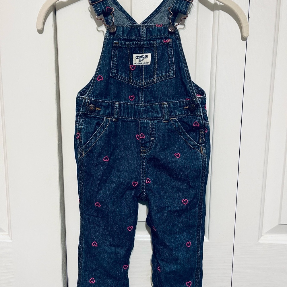 OshKosh B'gosh Denim Overalls with Pink Heart Details